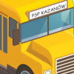 Grafika szkolnego autobusu, która prowadzi do harmonogramu przywozów i odwozów