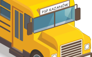 Grafika szkolnego autobusu, która prowadzi do harmonogramu przywozów i odwozów