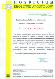 Podziękowanie od hospicjum